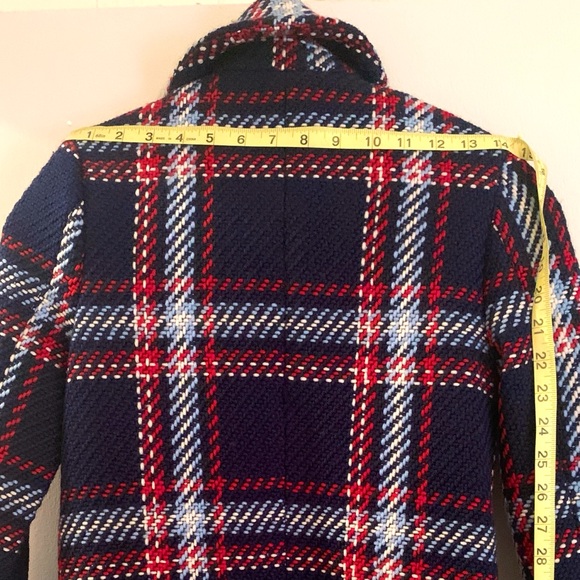 English Factory Navy Blue Plaid Coat - Picture 8 of 11